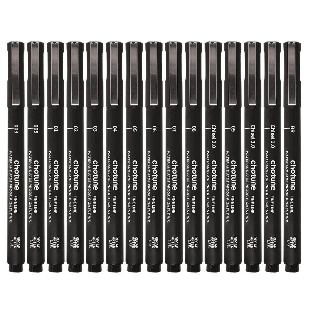 3/15Tip Black Pigment Micro-Pen Fineliner Ink PensDrawing Artist Illustration Pens Multiliner for Sketching Anime Manga Design