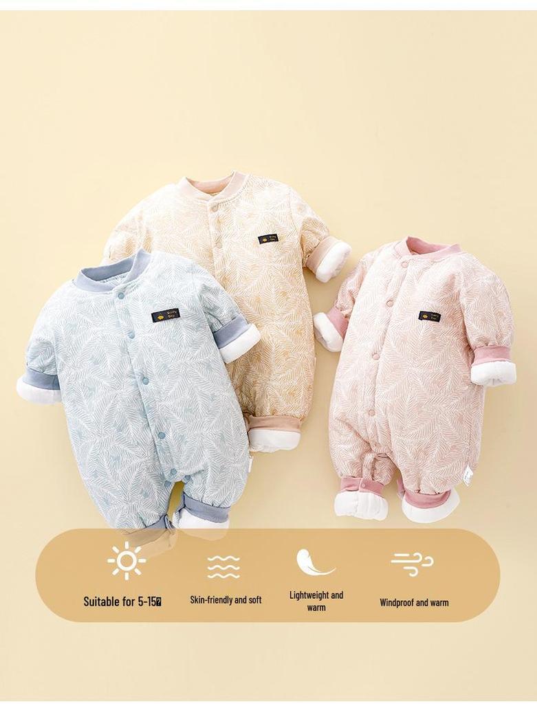 Infant Quilted Winter Romper, Thick Cotton 150g - Warm, Boneless Baby Jumpsuit for Autumn/Winter