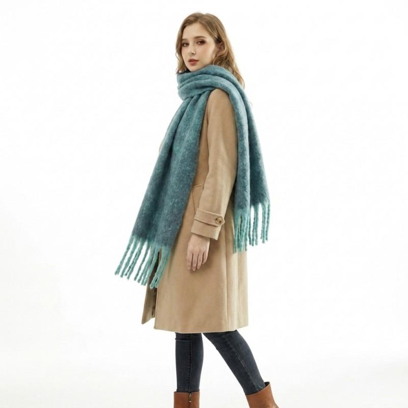 Faux Mohair Thick Knit Scarf Soft Warm Solid Color Women Men Fashion Casual Winter