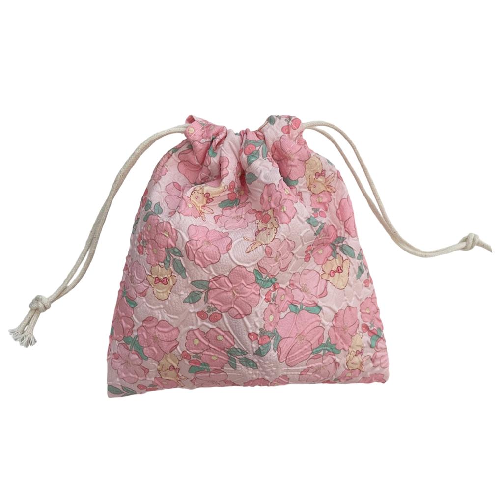 Cute Cartoon Drawstring Bag Storage Pouch Compact Cosmetic Bag Makeup Organizer for Brushes Key Travel Essential