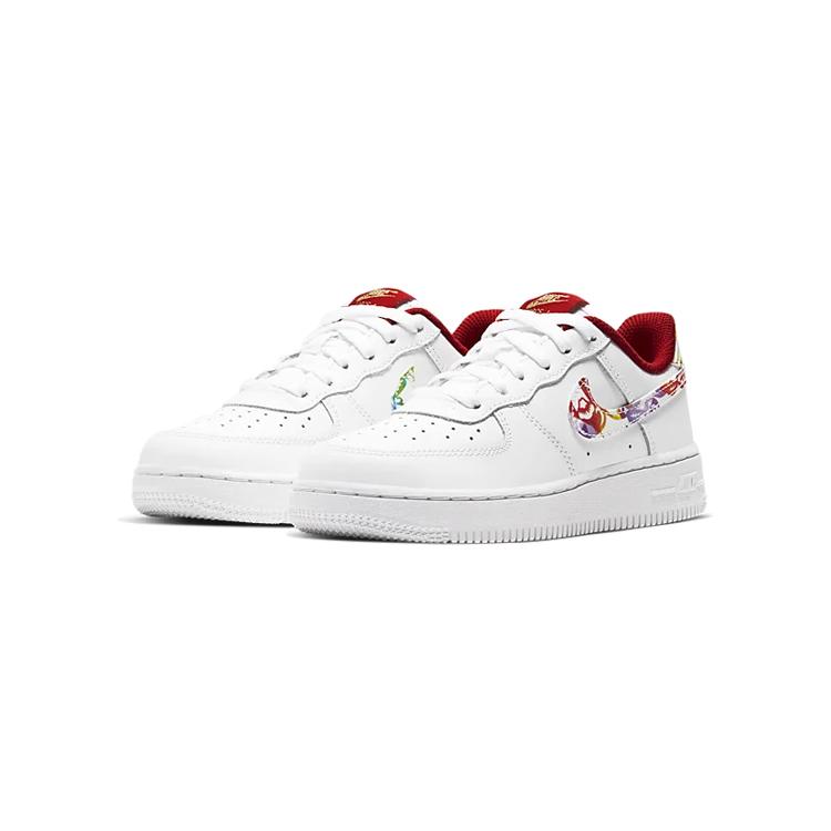 Nike Air Force 1 CNY Abriebfeste Low-Top Kinder-Skateboardschuhe Hilfe Weiß Kinder im Alter von 3-7 Jahren CU2981-191