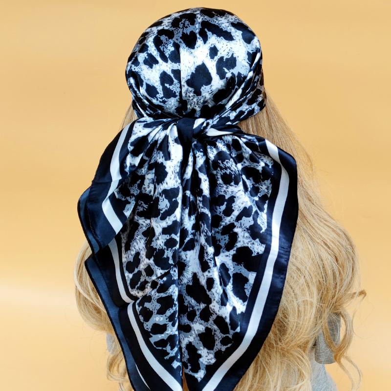 Lenço de Pescoço Xale Envoltórios Estampa Seda Cetim Cachecol quadrado Mulheres Muçulmanas Hijab Elegante Faixa de Cabelo Bandana design marca foulard