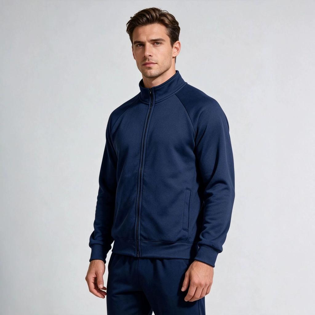 Mens Spring Hoodie With Stand Collar And Zipper Closure For Casual Athletic Wear