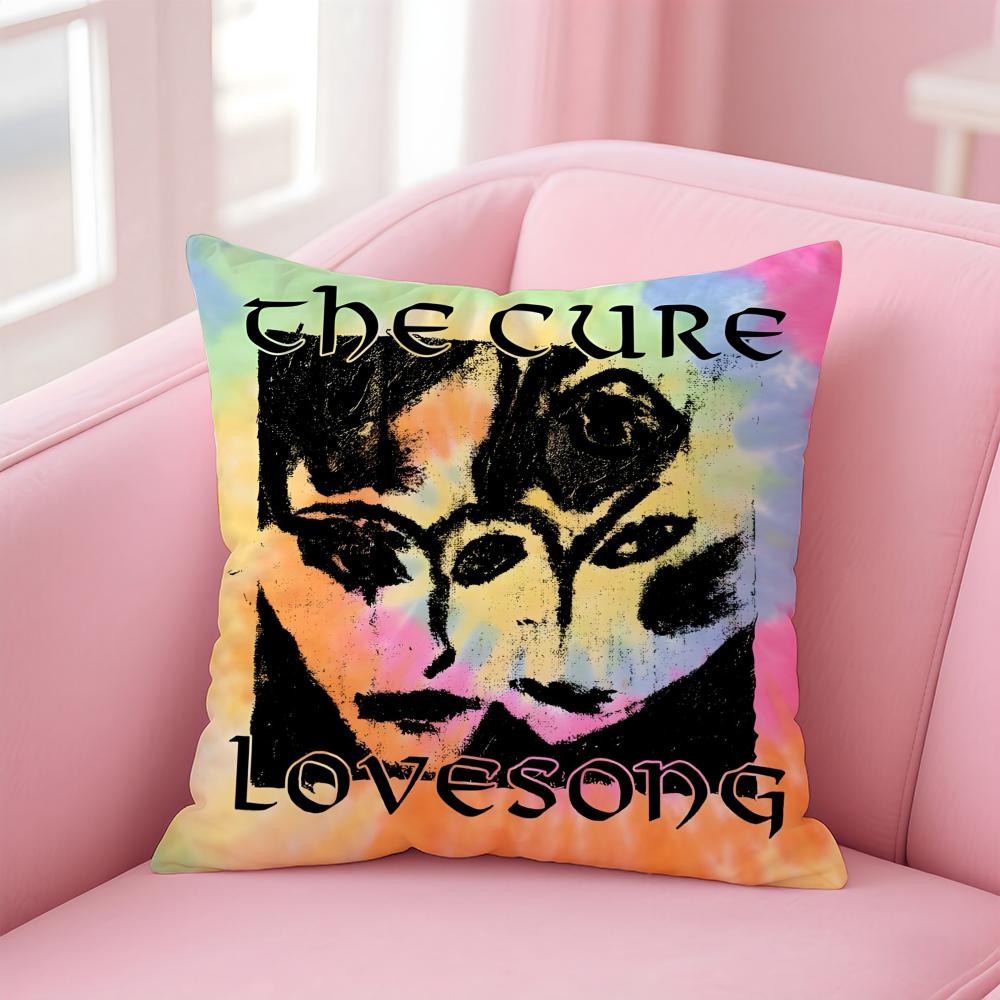 British Postpunk Rock Band TThe Cure Cushion Cover Pillow Case Soft Skin Friendly Fabric  Concealed Zipper
