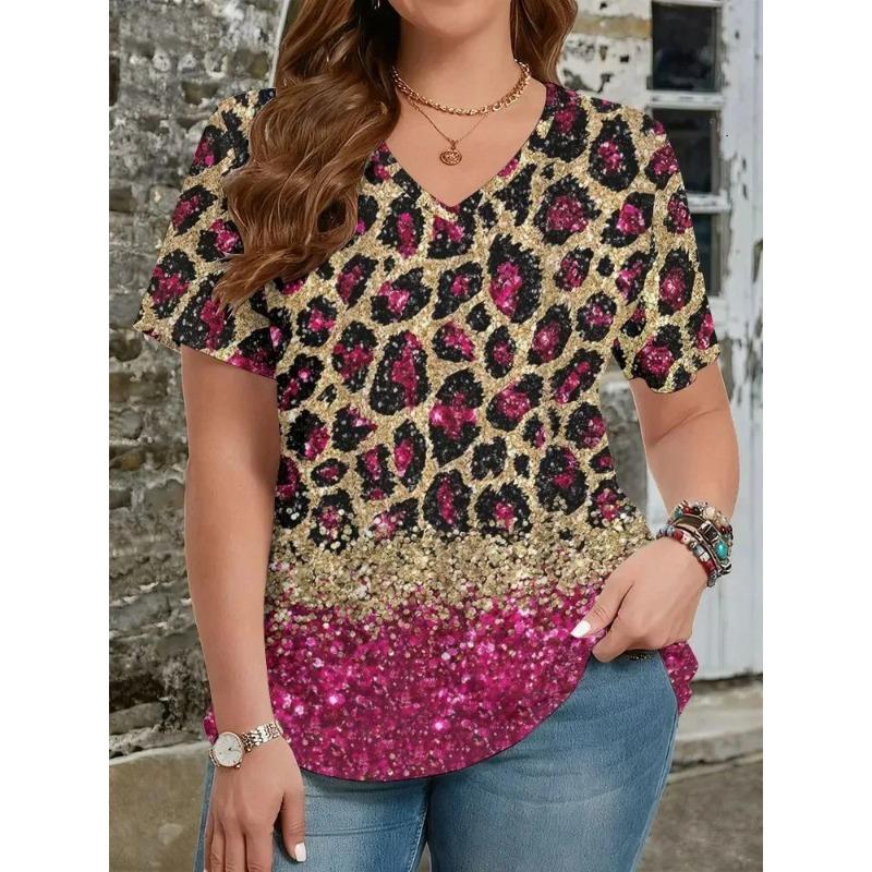 Summer Women s 3D Printed V-Neck T-Shirt Fashion Versatile Trend Breathable Casual S