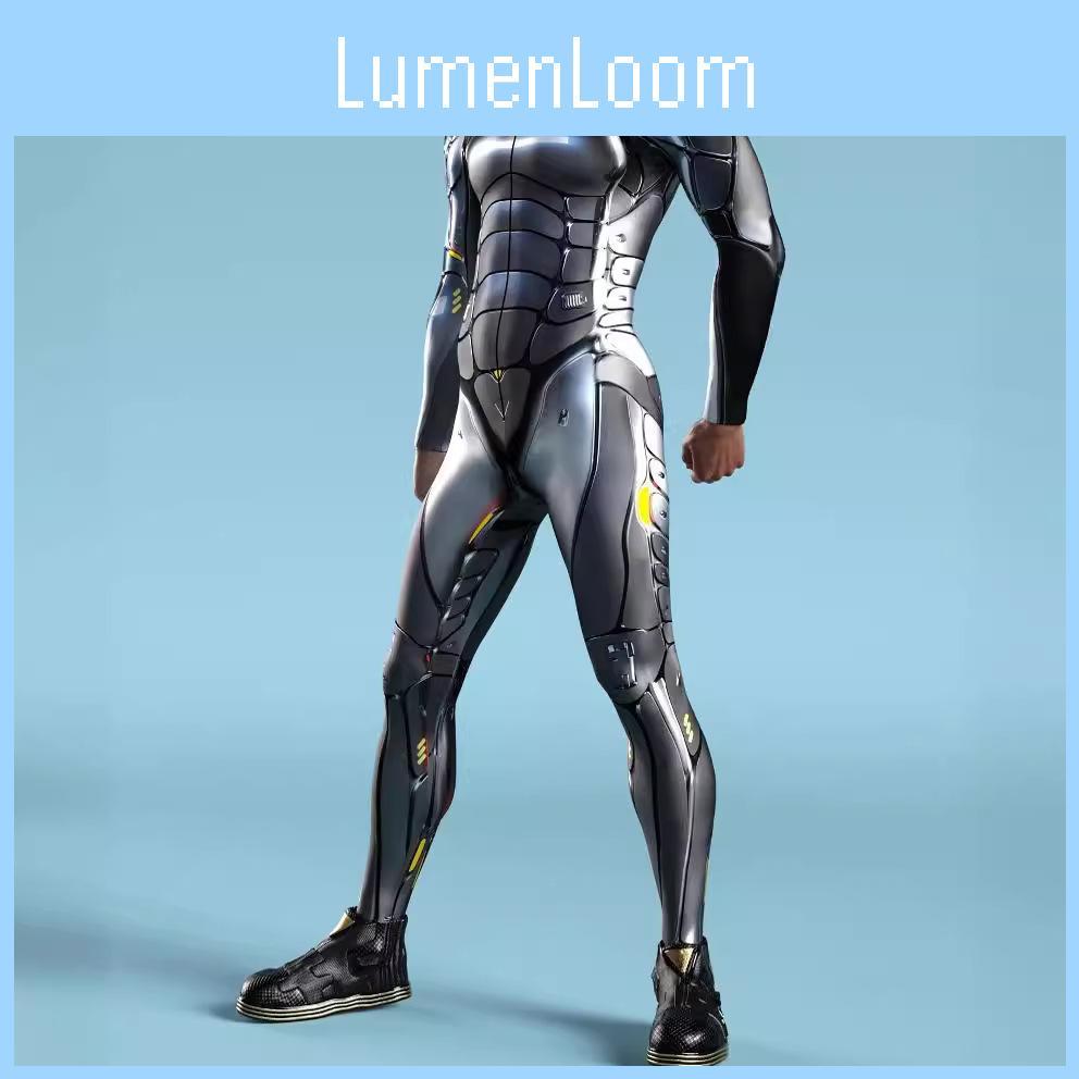 Halloween Cosplay Adult Jumpsuits With Mechanical Print For Play Character