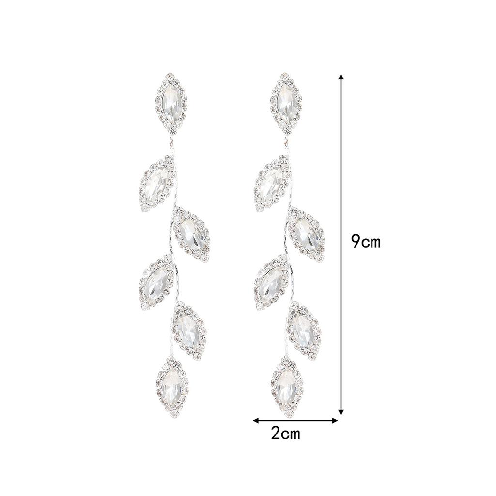 Europäischen Luxus Super Flash Strass Lange Blatt Ohrringe Damen Mode Temperament Ohrringe Ohrringe