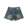 Women's Denim Shorts with Retro Tassel Design High Waist Straight Leg Wide Leg A-line Shorts