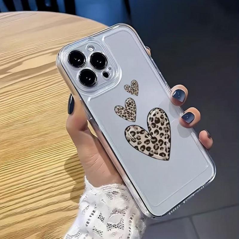Leopard Print Heart Case for iPhone 13/14 Pro and 15/16/17 Pro Max