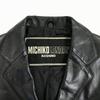 Michiko London Leather Jacket Coat Outer 7AR S Black 3 Button Flap Pockets No Vent(USED)