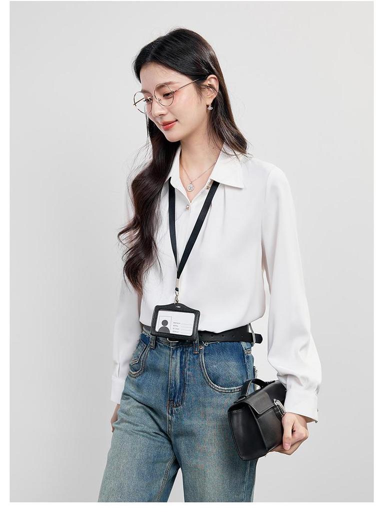 Women's French High-End White Shirt - 2026 Spring/Autumn Professional Formal Wear