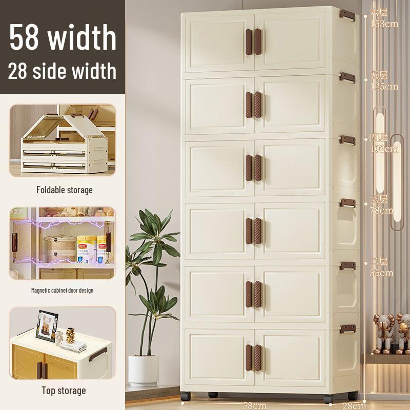 Foldable Multi-layer Storage Cabinet: No-Install Wardrobe for Living Room, Toys, Snacks