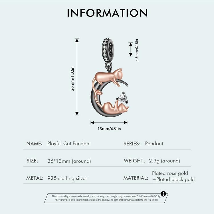 WOSTU 925 Sterling Silver Playful Cat Charms Pendant Fit Original Bracelet DIY Jewelry