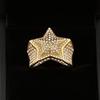 Men's Hip Hop Gold-Plated Pentagram Ring with Zircon