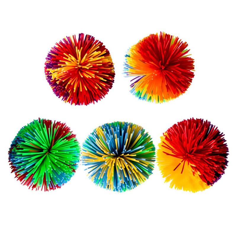 Children's colored rubber line ball toy pressure resistant soft and elastic ball sensory irritability fun rubber toy