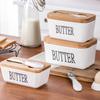 Ceramic Butter Dish With Lid Knife Butter Stick Holder Cheese Dessert Cake Tray Butter Stick Keeper Tray Home Container Butter Dish