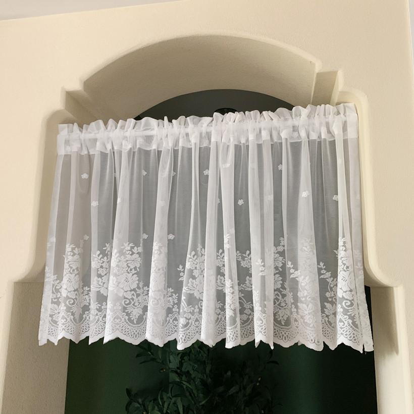 Short Curtain Floral Printed Window Curtains Lace Half Tulle Shade Decorative Curtain for Living Room Bedroom Door Window Decor