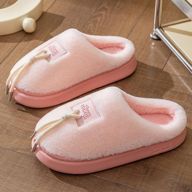 

Fashion 2025 Winter Fluffy House Slippers Women Comfortable Indoor Soft Thick Sole Fur Slides for Woman Non Slip Warm Home Cotton Shoes 36-37 розовый