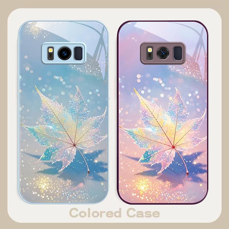 Green Maple Leaf Texture For Samsung S22 S8 S9 10 20 Ultra S21 Pro S22 Plus S23 FE S24 Ultra S25 Edge S25Ultra Glass Phone Case