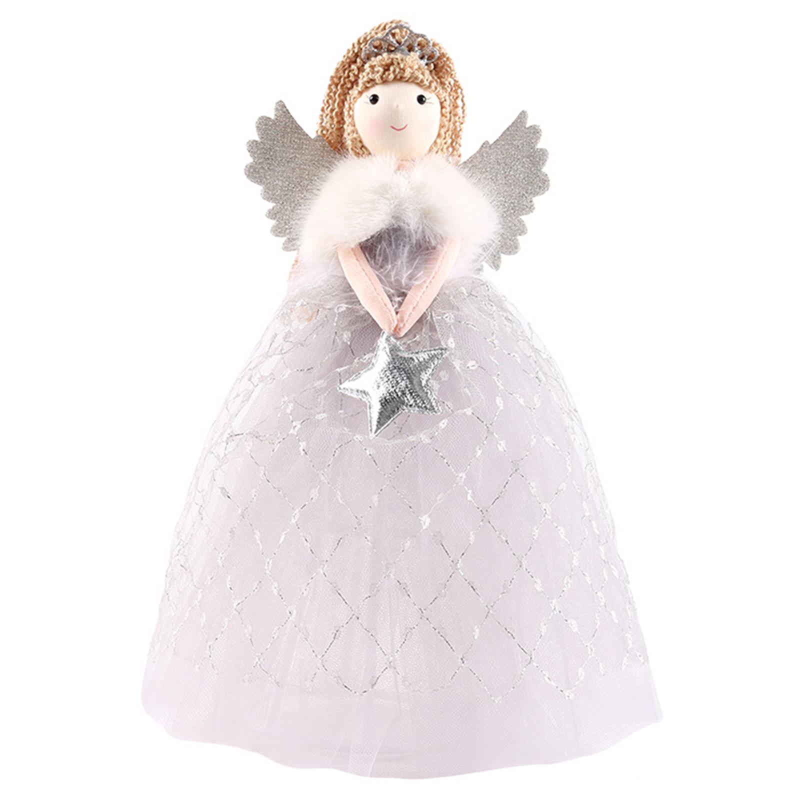 10 Inch Angel Christmas Tree Topper Angel Plush Figurine Ornament Christmas Tree Ornament for Christmas Tree Decorations серый