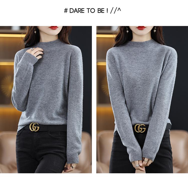 Women's Cashmere Half-Turtleneck Sweater - Thick, Loose, All-Match Wool Knit Pullover for Autumn and Winter