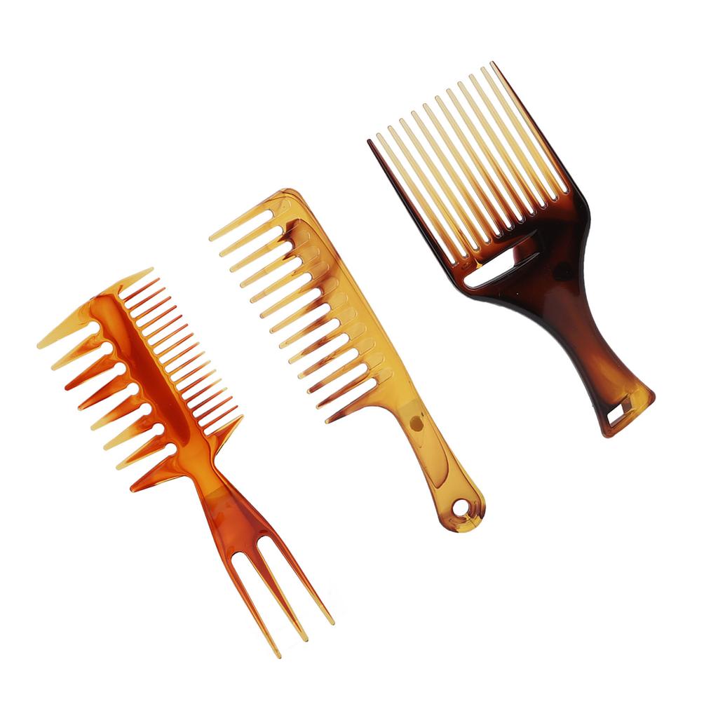 3pcs Hair Comb Set Professional Portable Home Barber Shop Wide Teeth Hair Pick Comb Styling Tool