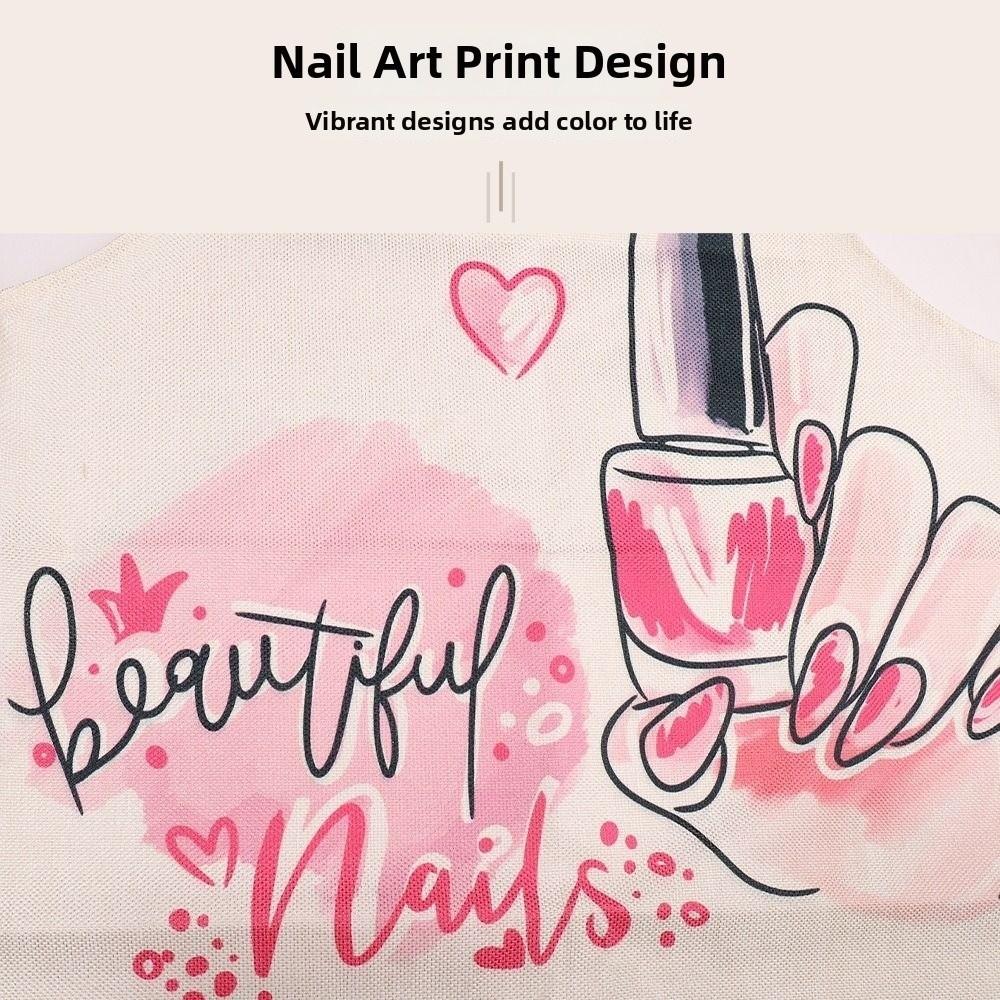 Nail Polish Lipstick Patterns Nail Artist Aprons Anti-fouling Gifts Pinafore Flax Kitchen Women Apron For Nail Lovers