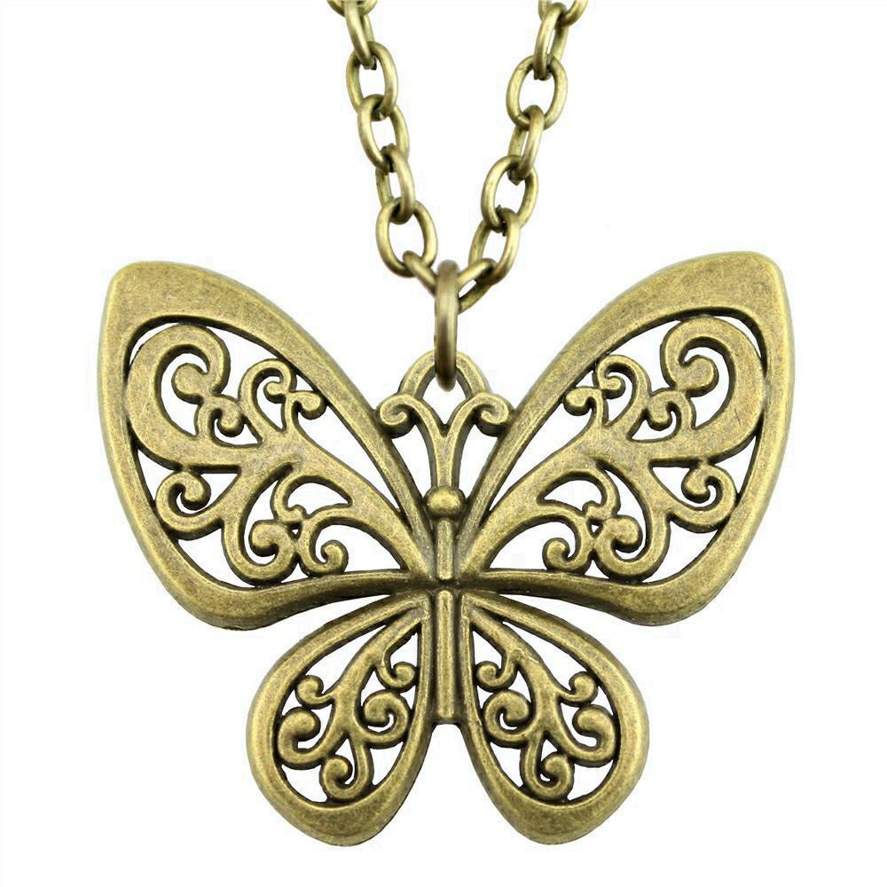 Openwork Dragonfly Pendant Necklace Insect Nature Boho Jewelry 45cm or 70cm long chain