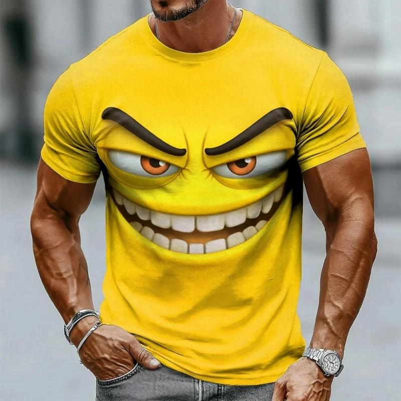 T-shirt Divertente Stampata in 3D per Uomo T-shirt con Fantasia Colorata Moda Estiva Girocollo Top Larghi Magliette a Maniche Corte Streetwear