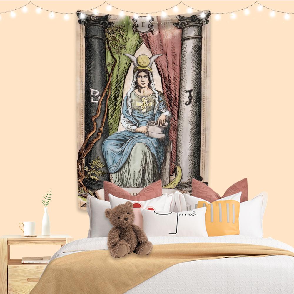 Psychedelic Tarot Tapestry Vintage Illustration Printed Boho Room Decors Aesthetic Wall Hanging Background Sofa Blanket