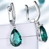 925 Sterling Silver Topaz Drop Earrings  for Women High Quality Gemstone Simple Blue Emerald  Wedding Party Fashion Jewelry Gift