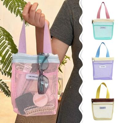 Transparent Handbags Large Capacity Storage Bags Dopamine Mesh Toiletry Bag