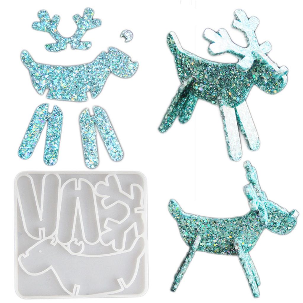 Christmas Themed Ornament Mould Silicone Mold for Reindeer Figurine Decoration Gypsum Mold Jewelry Making Supplies
