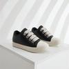 Vintage Shoes Thick Shoelace Fashion High Top Platform Black Leather Casual Women's Chunky Sneaker