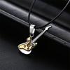Stainless Steel Guitar Pendant Necklace For Men Women Retro Punk Musical Instrument Rope Chain Choker Party Jewelry Gift
