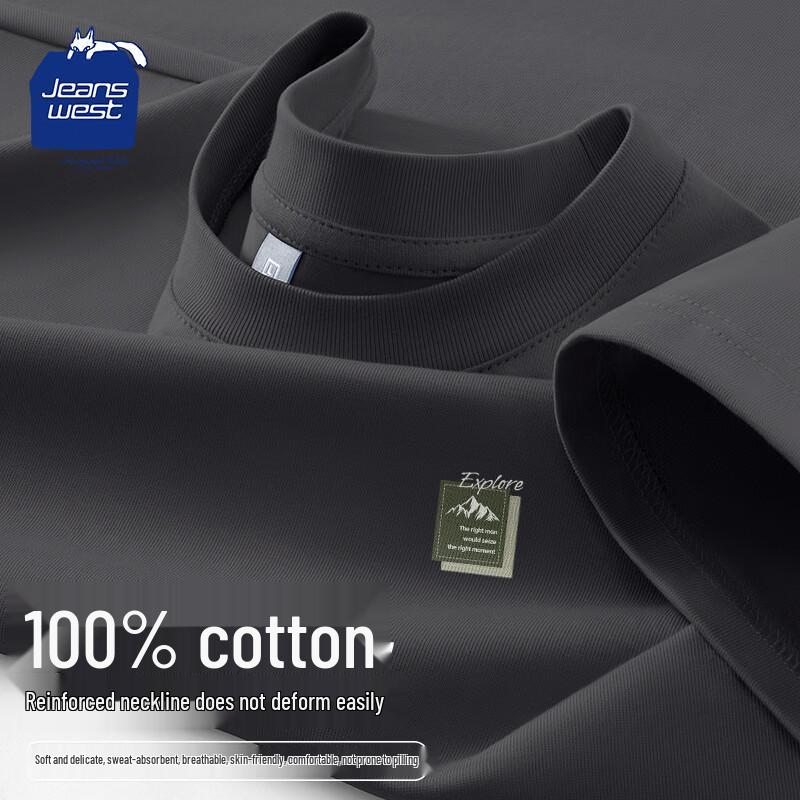 JEANSWEST CLUB Men s 2026 Summer Pure Cotton Casual Short Sleeve T-Shirt 2XL