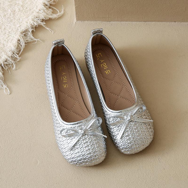 2025 Autumn New Imitation Weaving Comfortable Versatile Mother Shoes Lazy One Pedal Casual Doudou Shoes Shallow Single Shoes