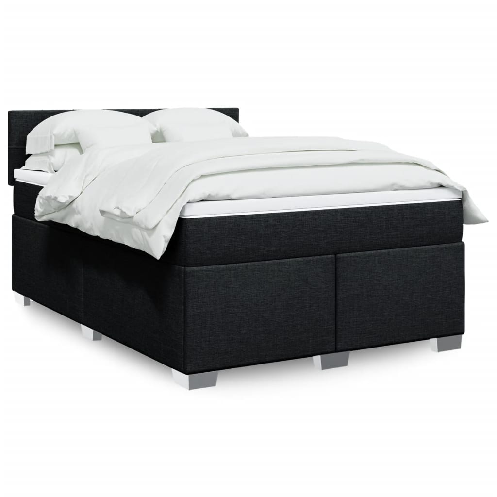 Vidaxl Continental Bed with Mattress, Black, Fabric, 140X190 Cm