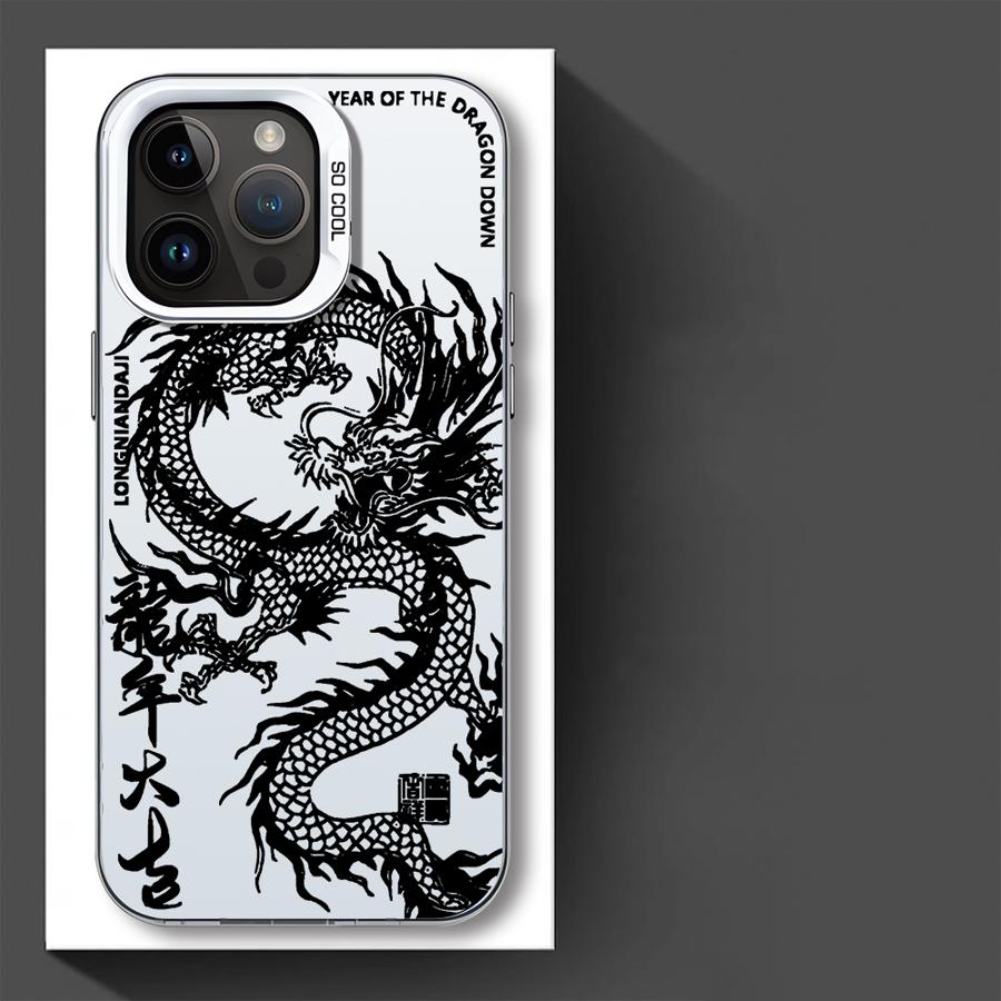 Phone Case for iPhone 17 Air 11 12 13 Pro Max 14 15 16 Plus 16e Soft Shell Fashion Totem Dragon