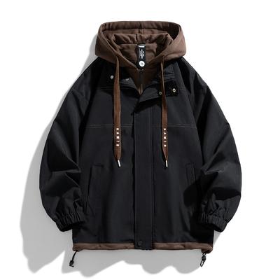Gefälschte zweiteilige Mantel Jungen dünne Kapuzenjacke Jugend Herbst und Winter beliebte Farbe passende High-End-Baseball-Trikot Männer