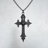 Stylish Gothic Inspire Necklace With Intricate Crosses And Heart Detail