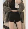 Damshorts med hög midja, A-linje, plusstorlek, förtjockad sammet för höst/vinter - Svarta, ledig passform för stövlar