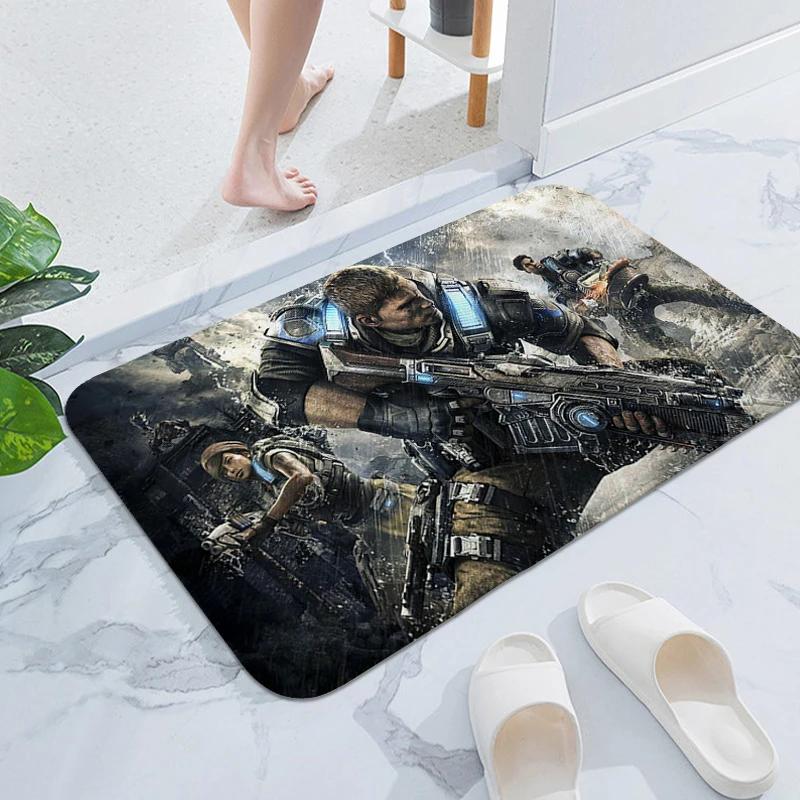 Bathroom Rug A-Gears of War Outdoor Entrance Doormat Hallway Entryway Foot Mat Bedroom Living Room Floor Carpet Anti Slip Home