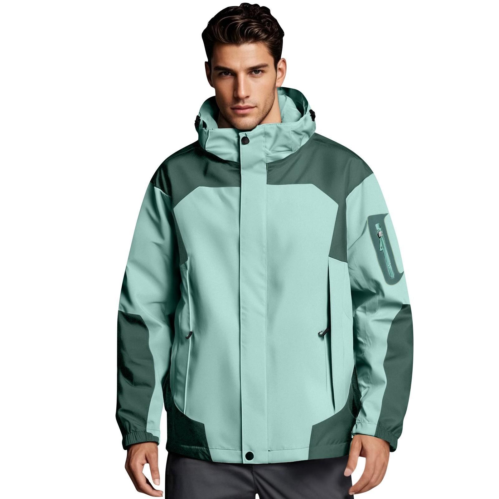 

Мужская однотонная полосатая куртка-дождевик Outdoor Plus Водонепроницаемый дождевик с капюшоном Ветрозащитный XXXL