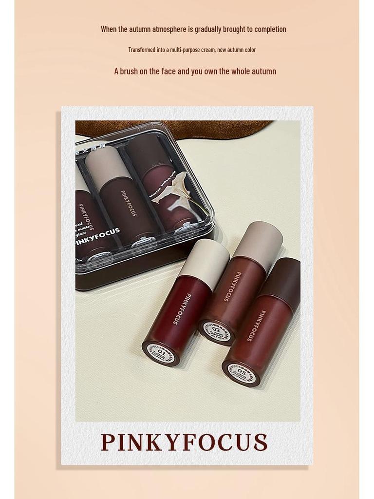 PINKYFOCUS Mist Dusk Matte Velvet Lip Glaze Set - Autumn/Winter Collection