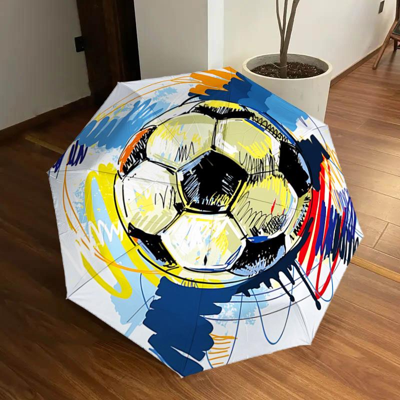 

Colorful Soccer Ball Art Print Umbrella: Automatic Opening & Closing, Foldable Design, Outdoor Use, Festive Gift for Fans & Travelers1121108