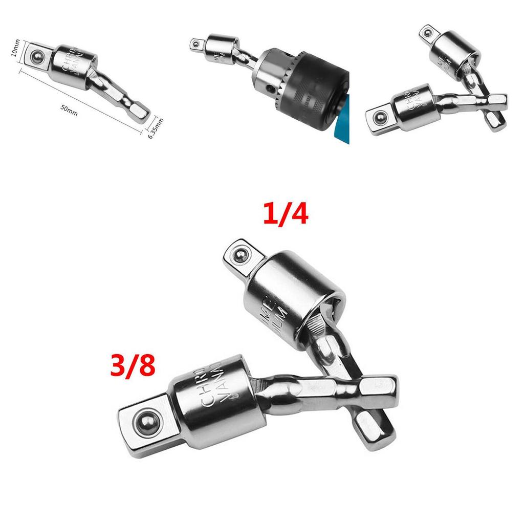 Versatile And Durable 1/4" 3/8" Hex Shank Drill Bit Wrench Socket Adapter Drive Ratchet Extension Tool