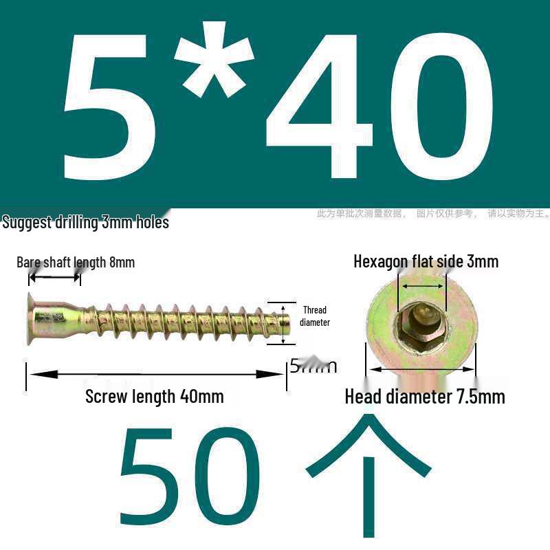 Hex Socket Phillips Countersunk Wood Screws for Furniture & Cabinet, Self-Tapping, M5/M6/M7