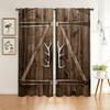 2 Panels Vintage Wooden Door Pattern Printed Curtains for Living Room Bedroom,Translucent Light Filter Fashionable Home Decor
