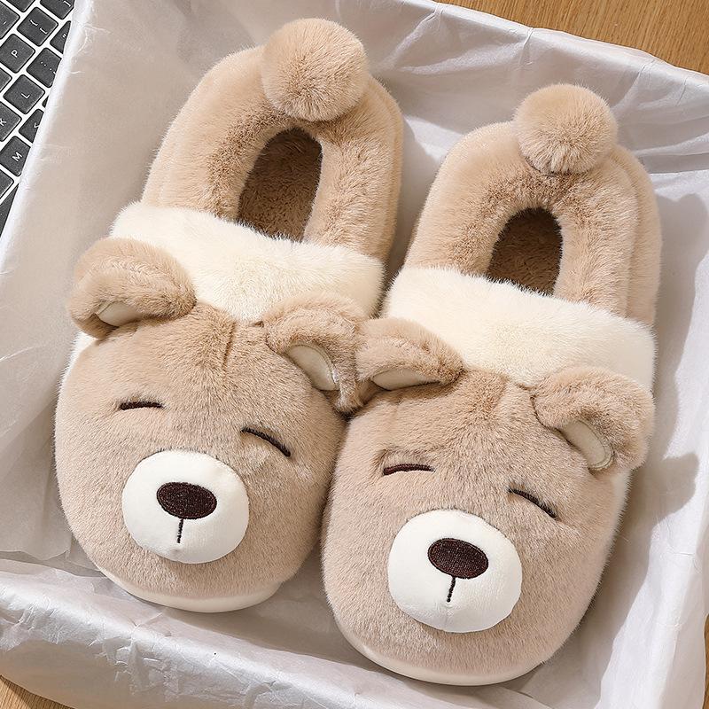 Cotton slippers winter new bag heel indoor home cute plush warm couple cotton shoes
